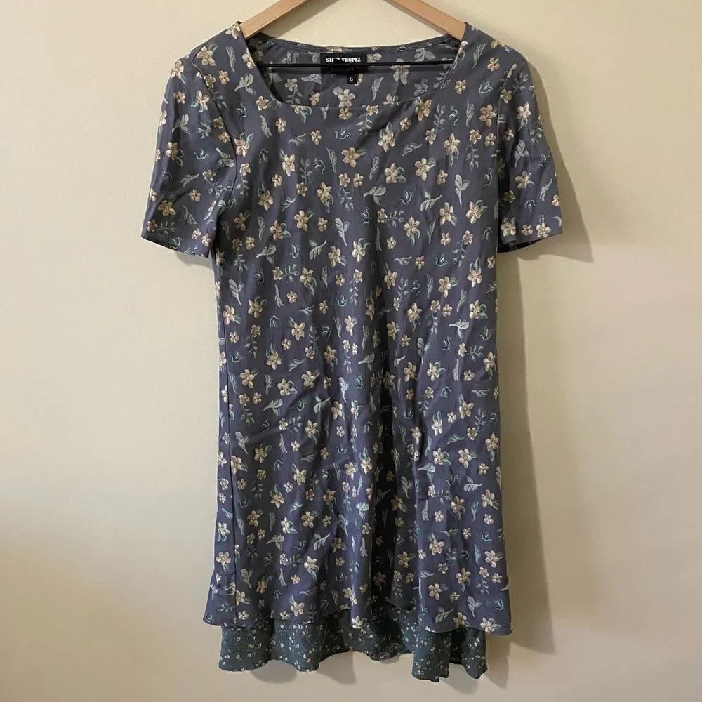 St Tropez West Square Neck Vintage Dress size 6 dainty floral short sleeve